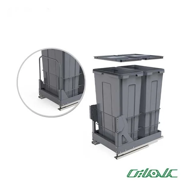 سطل زباله دو قلو کف آرام بند ملونی مدل 9026