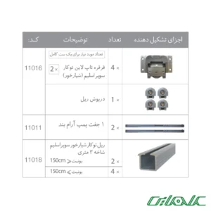 مکانیزم تاپ لاین تو کار سوپر اسلیم 2 درب (شیارخور)-1