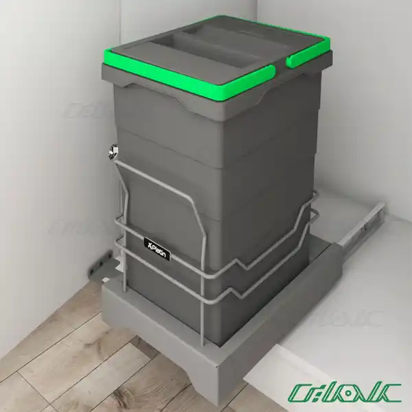 سطل زباله تک مخزنه پلاتین مدل 3614 (اکولینک دار 40 لیتری)