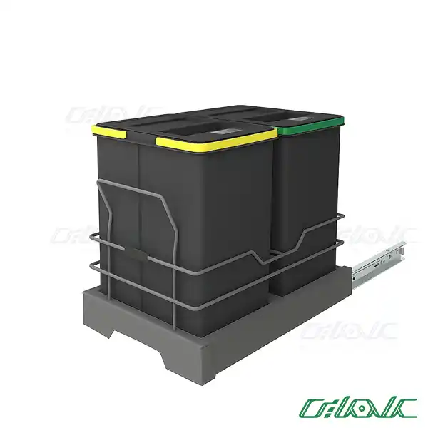 سطل زباله دو مخزنه پلاتین مدل 3634